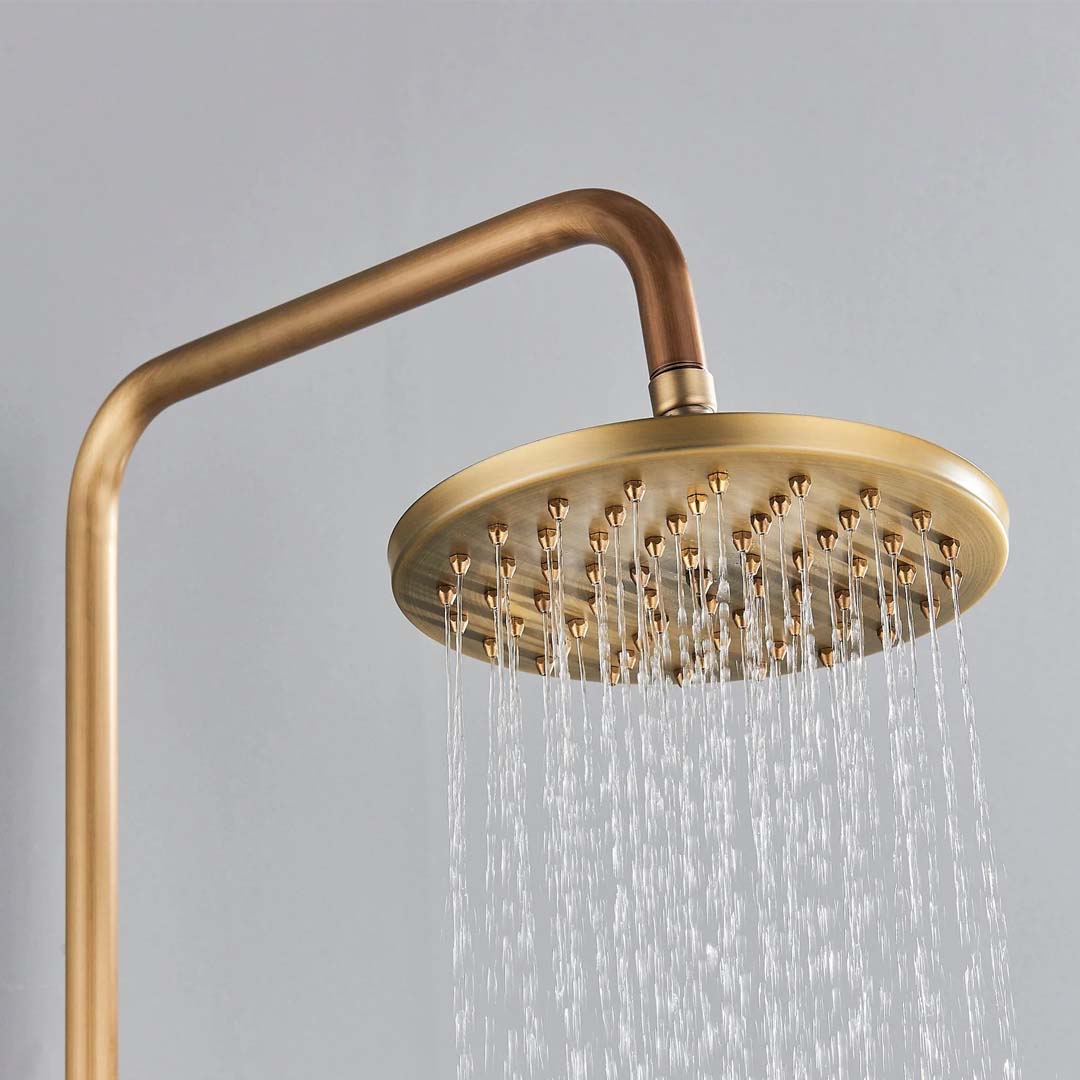 Coloana Dus Retro, cu para rotunda si efect de ploaie, auriu