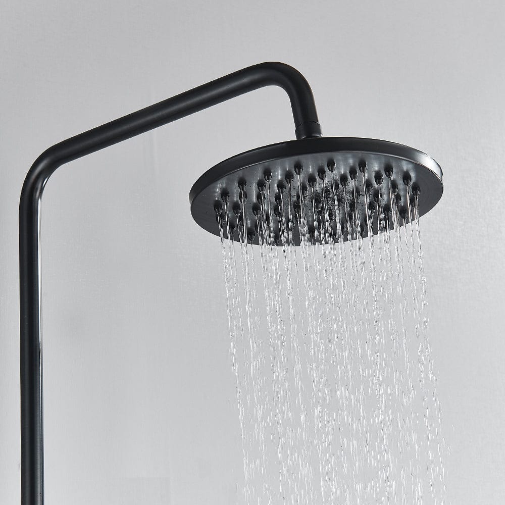 Coloana Dus Venetia, cu para rotunda si efect de ploaie, negru mat cu margini bronz, para ajustabila pe inaltime