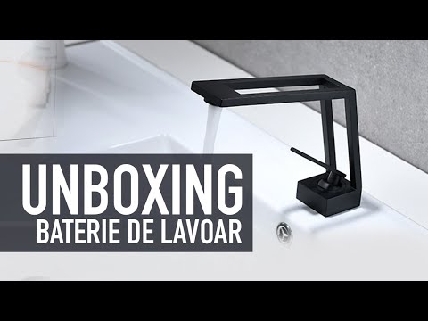 Baterie lavoar cu un singur orificiu, din alama solida, negru mat