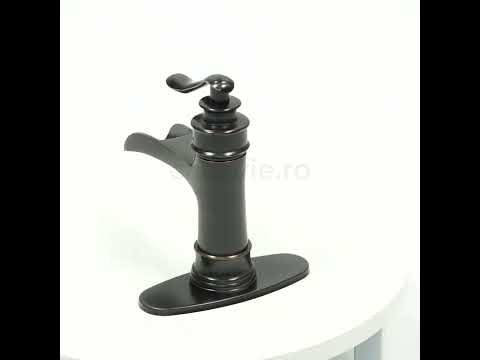 Baterie lavoar retro Stehen, neagra, montare pe chiuveta