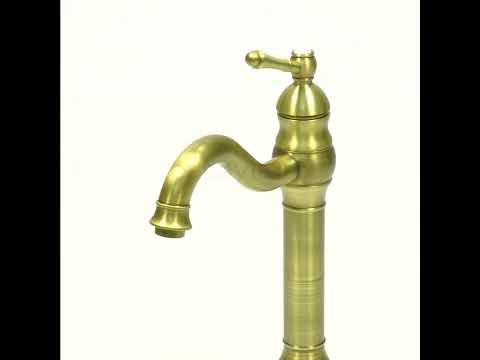 Baterie lavoar retro Groben Nose , montare pe blat, pipa flexibila 360 de grade, aurie antichizata