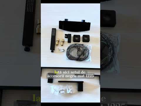 Set accesorii baie, negru mat, 4 piese