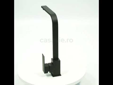 Baterie bucatarie cu cadru patrat si monocomanda, negru mat