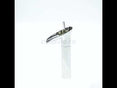 Baterie lavoar din alama, tip cascada, argintiu cromat