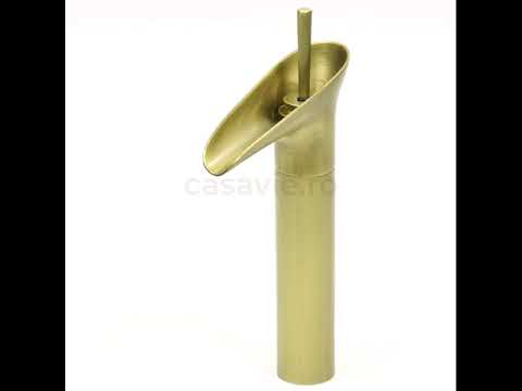 Baterie lavoar din alama, tip cascada, auriu antichizat