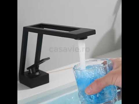 Baterie lavoar cu un singur orificiu, din alama solida, negru mat