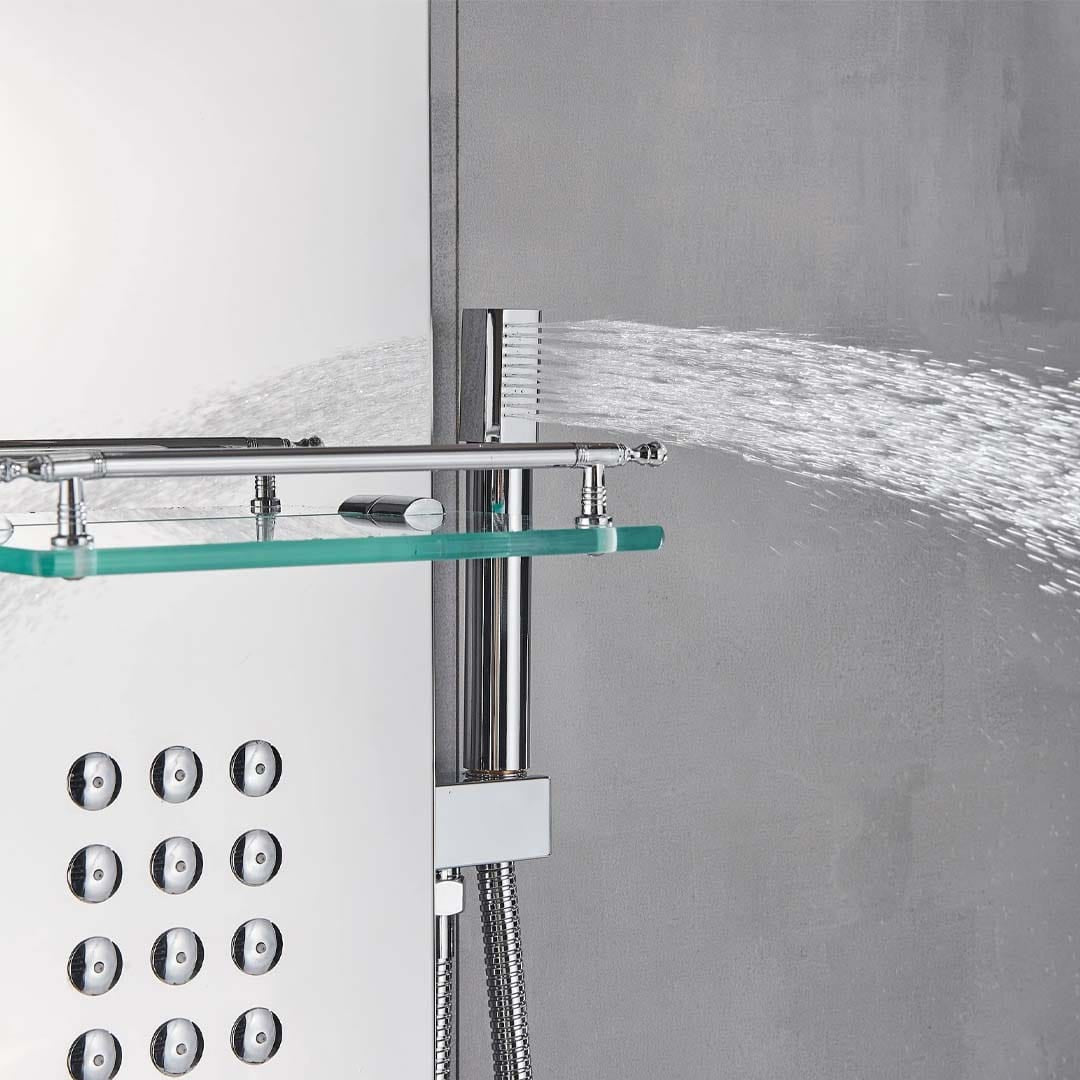 Panel de Dus cu efect de ploaie si jeturi cu masaj, argintiu cromat