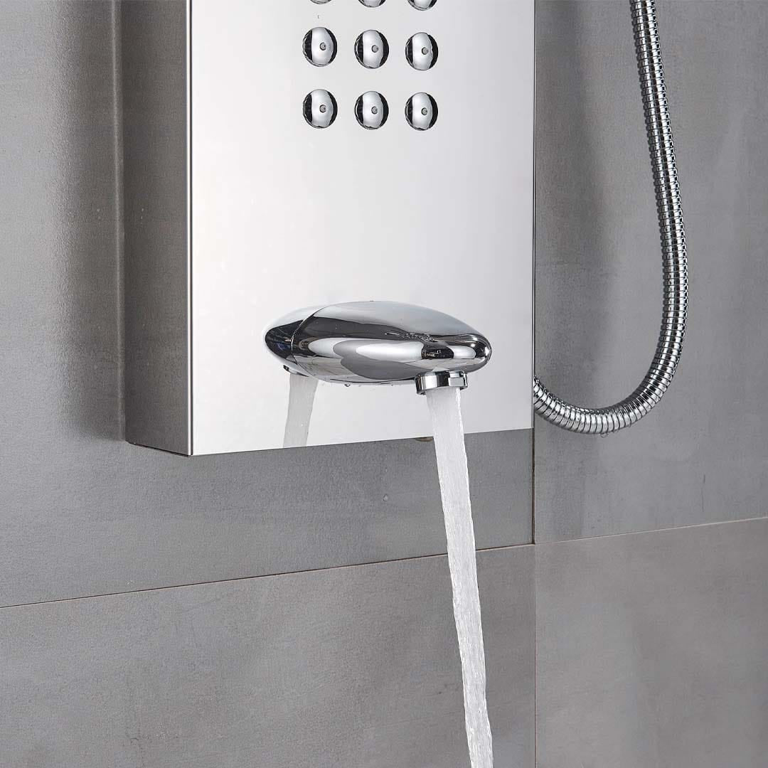 Panel de Dus cu efect de ploaie si jeturi cu masaj, argintiu cromat