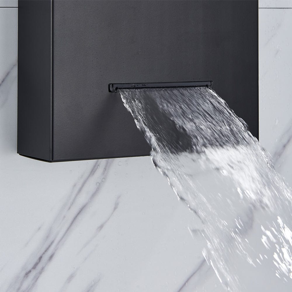 Panel de Dus cu efect de ploaie si jeturi cu masaj, sistem LED, culoare: negru mat, cod: 1554