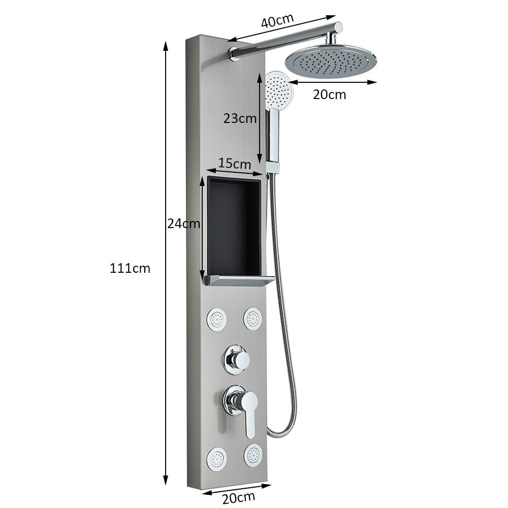 Panel de dus cu efect de ploaie, suport incorporat si jeturi de masaj