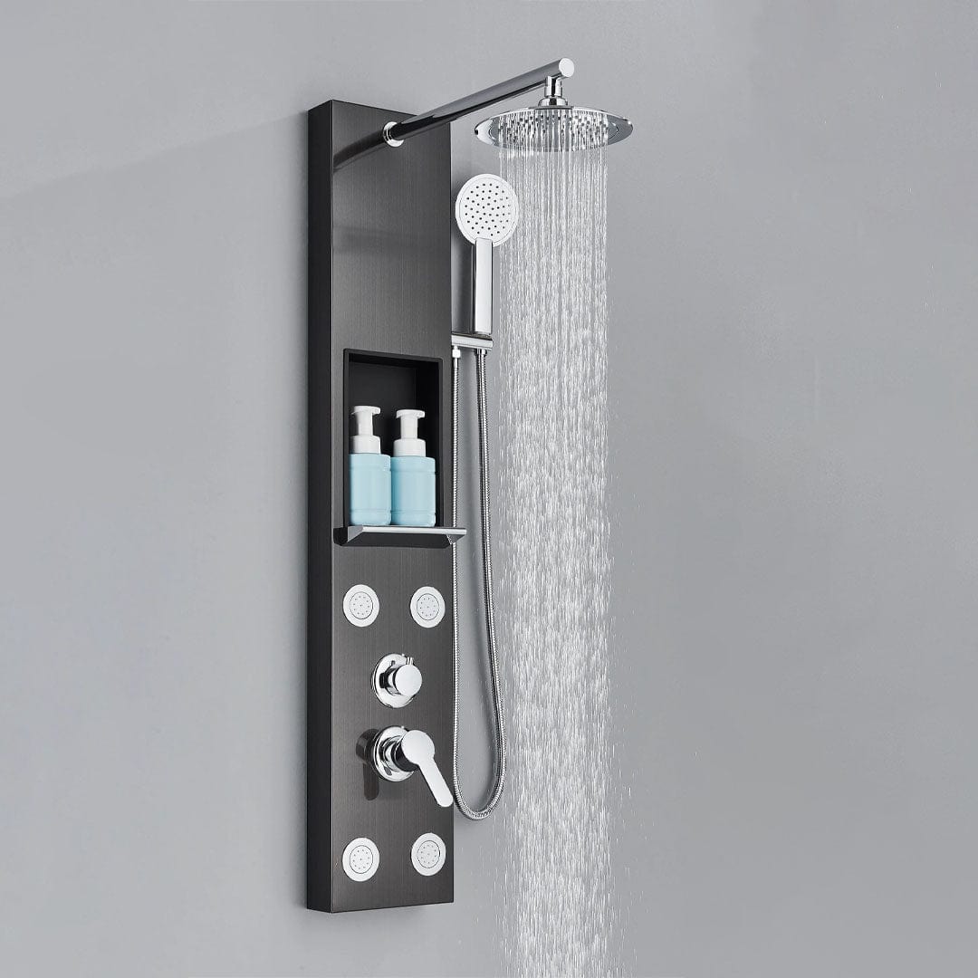 Panel de dus cu efect de ploaie, suport incorporat si jeturi de masaj