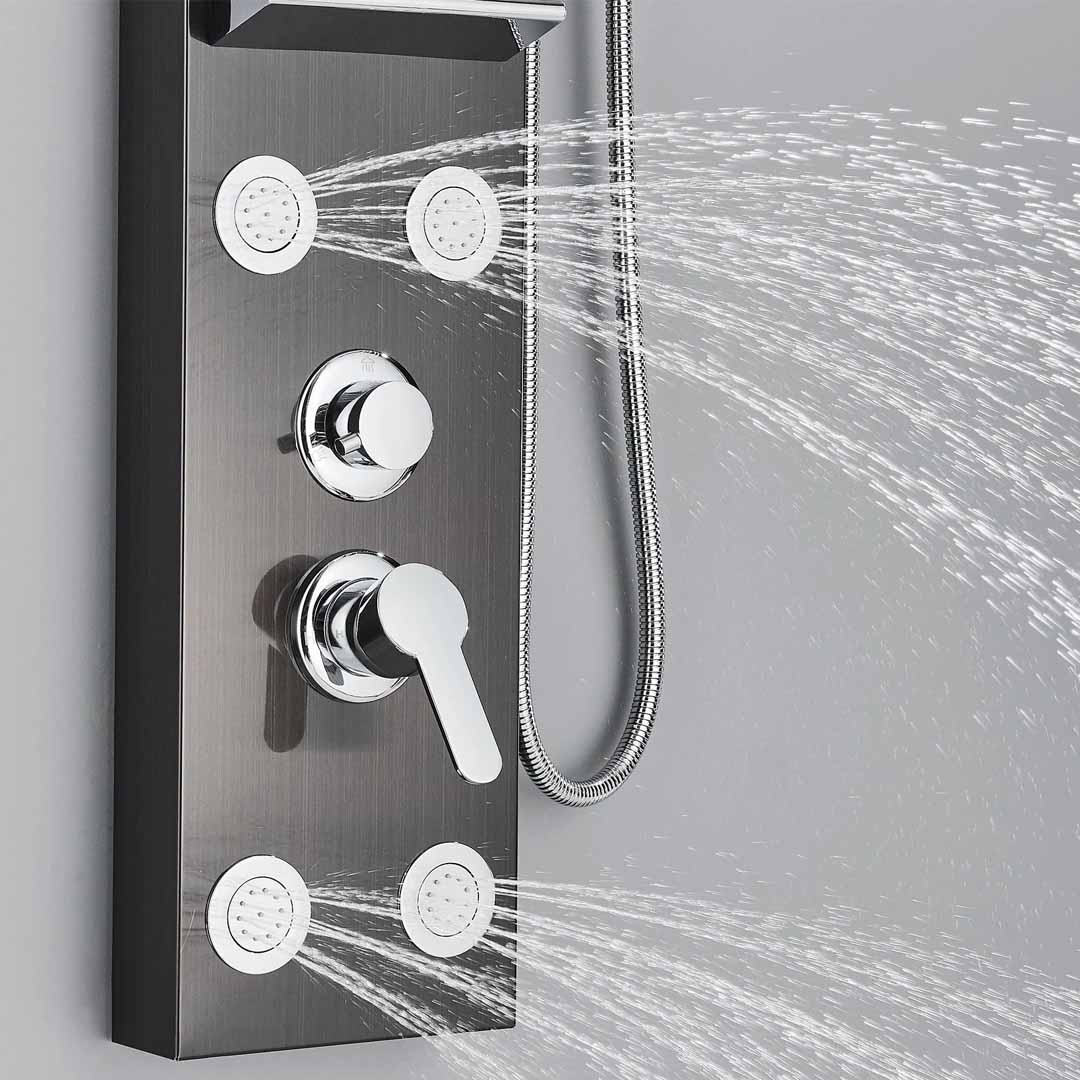 Panel de dus cu efect de ploaie, suport incorporat si jeturi de masaj