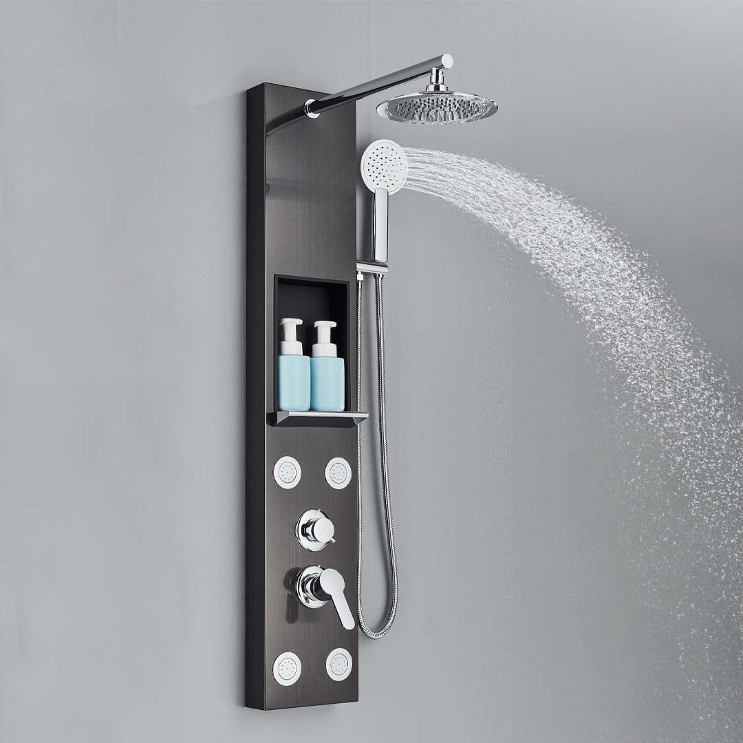 Panel de dus cu efect de ploaie, suport incorporat si jeturi de masaj
