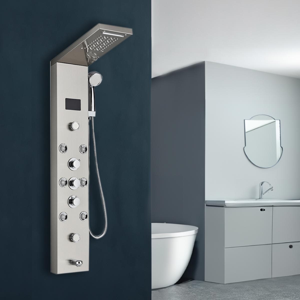 Panel de Dus cu LED 1153, cu efect de ploaie si jeturi cu masaj