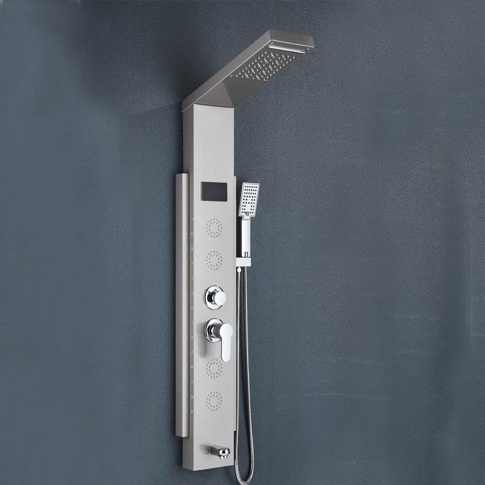 Panel de dus cu LED, cu efect de ploaie, argintiu