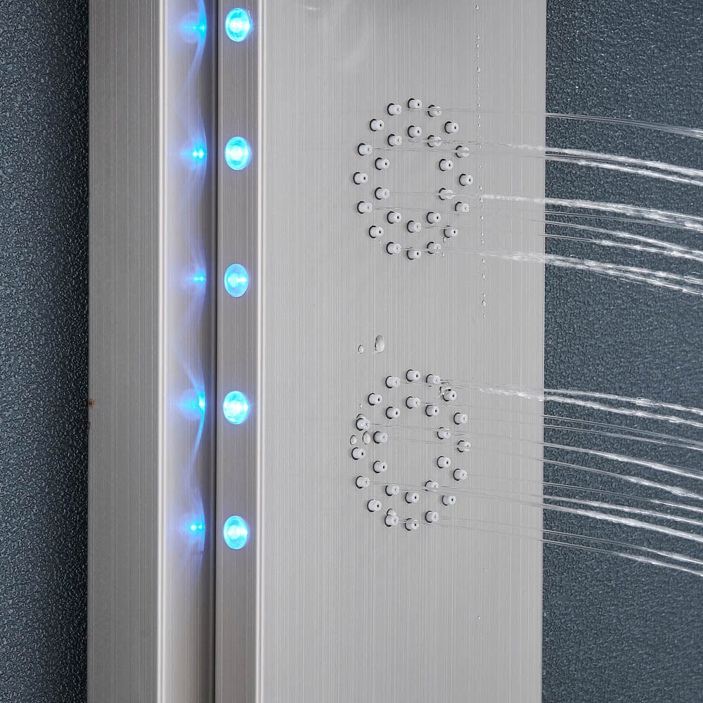 Panel de dus cu LED, cu efect de ploaie, argintiu