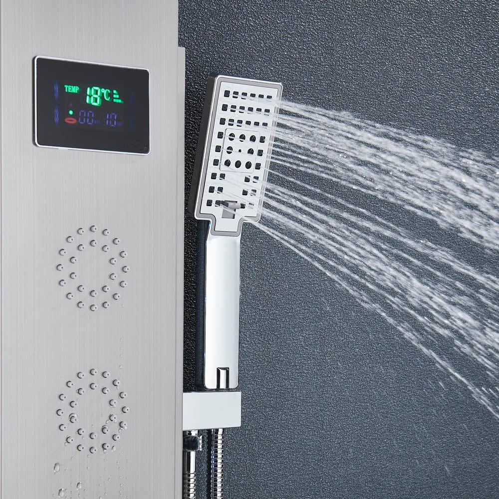 Panel de dus cu LED, cu efect de ploaie, argintiu