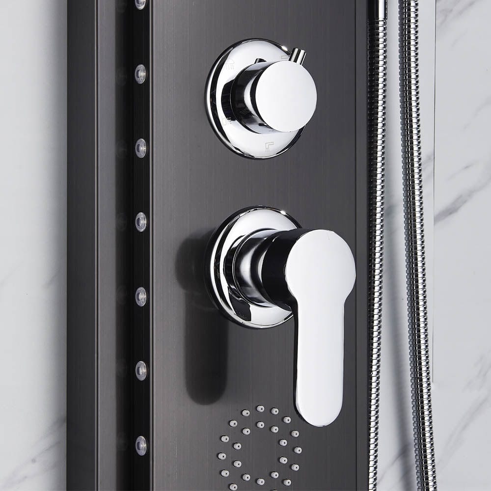 Panel de dus cu LED, cu efect de ploaie, negru, cod 1442