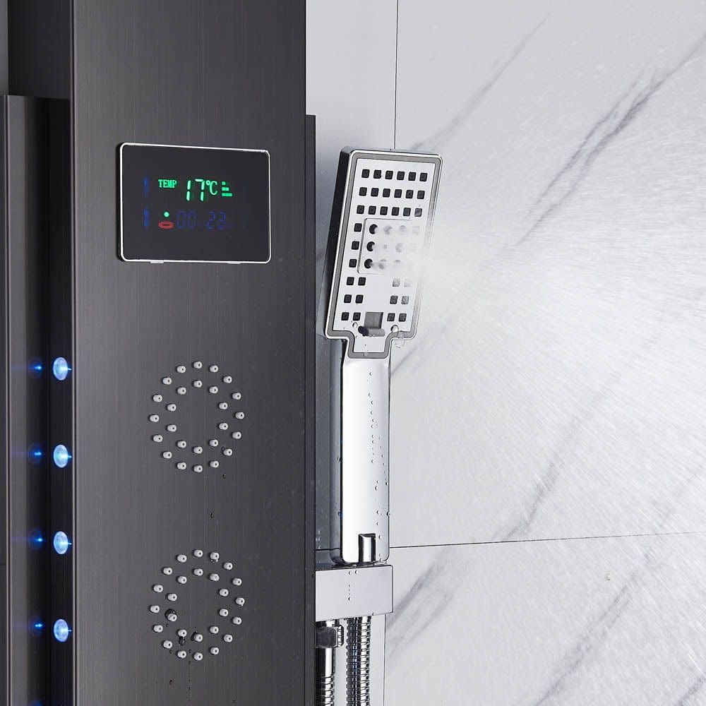 Panel de dus cu LED, cu efect de ploaie, negru, cod 1442