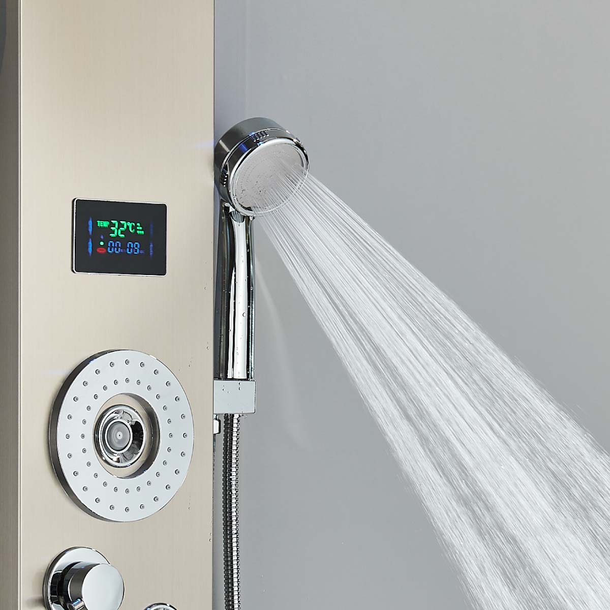 Panel de Dus cu LED, cu efect de ploaie si jeturi cu masaj