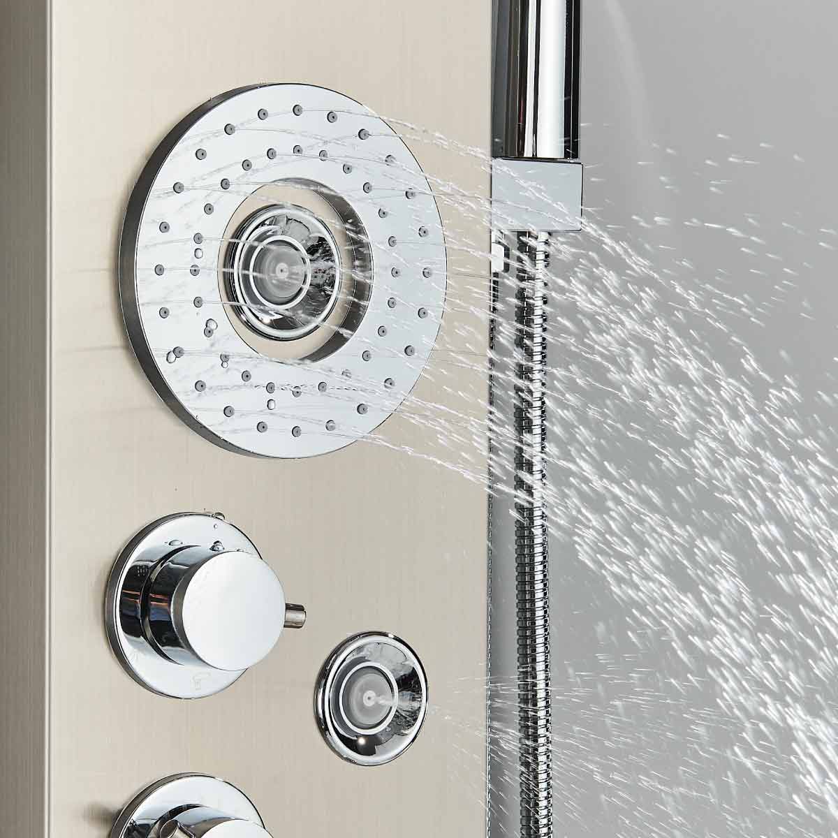 Panel de Dus cu LED, cu efect de ploaie si jeturi cu masaj