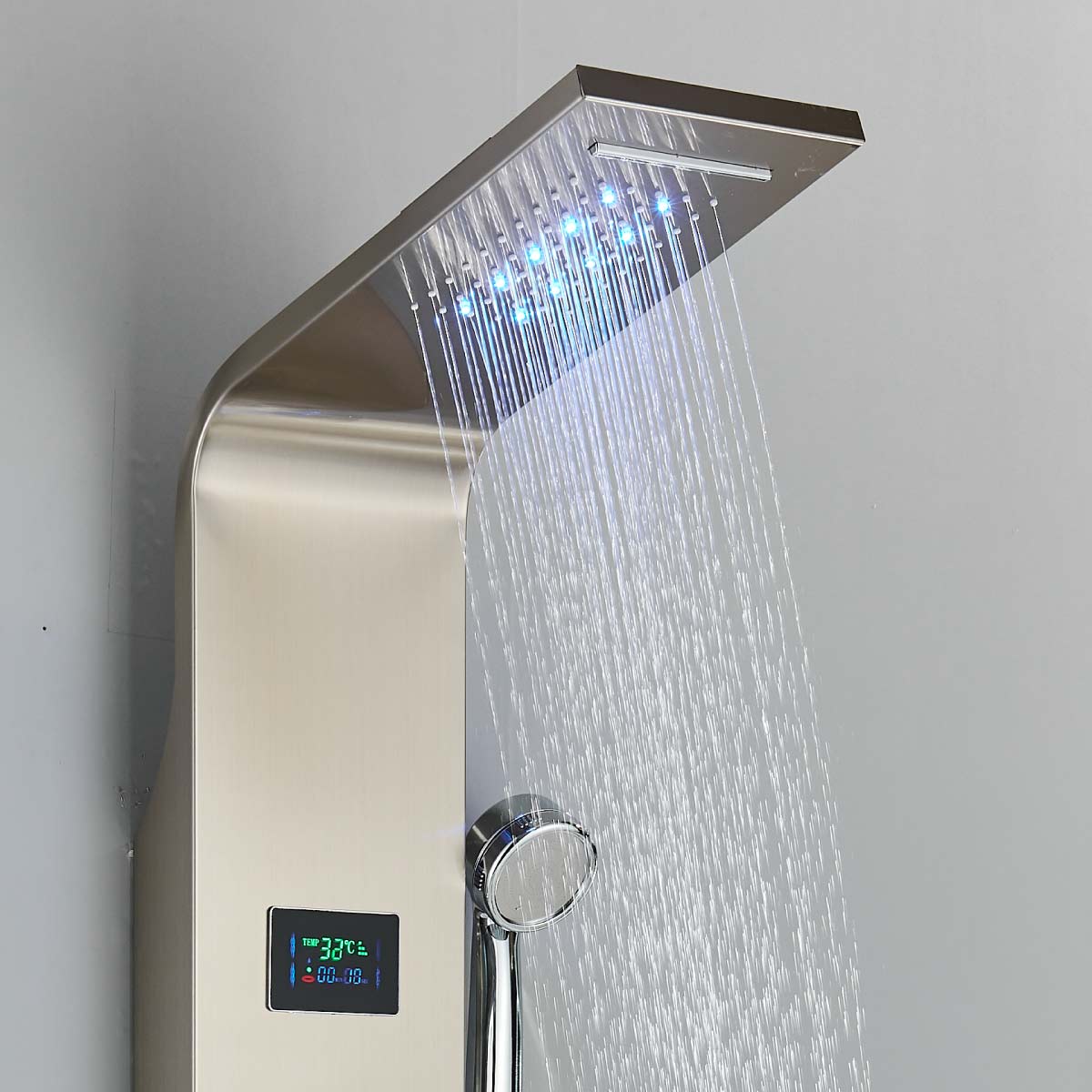 Panel de Dus cu LED, cu efect de ploaie si jeturi cu masaj
