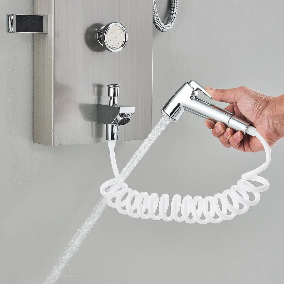 Panel de Dus cu LED, efect de ploaie si jeturi cu masaj, argintiu