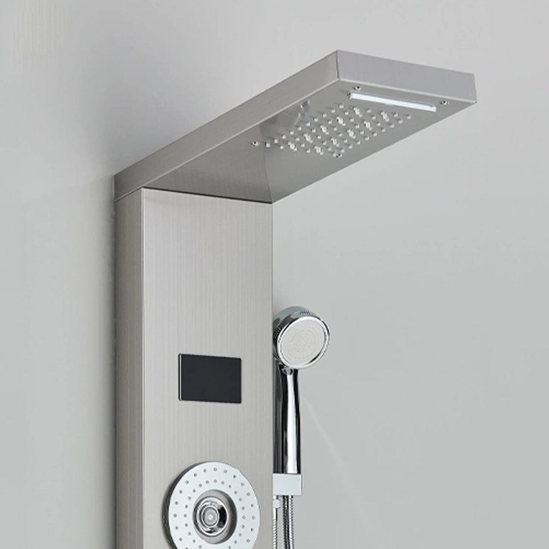 Panel de Dus cu LED, efect de ploaie si jeturi cu masaj, argintiu
