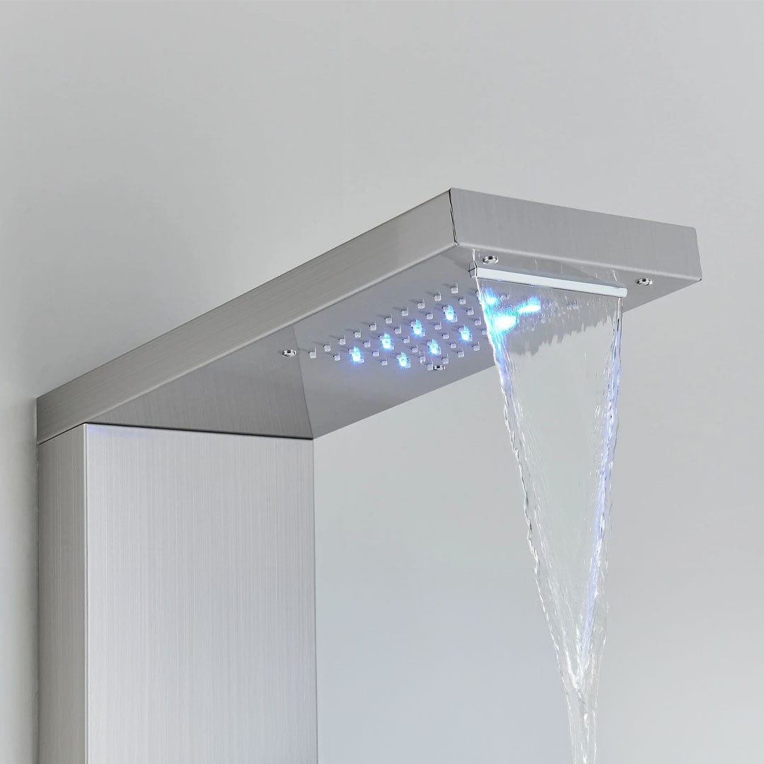 Panel de Dus cu LED, efect de ploaie si jeturi cu masaj, argintiu