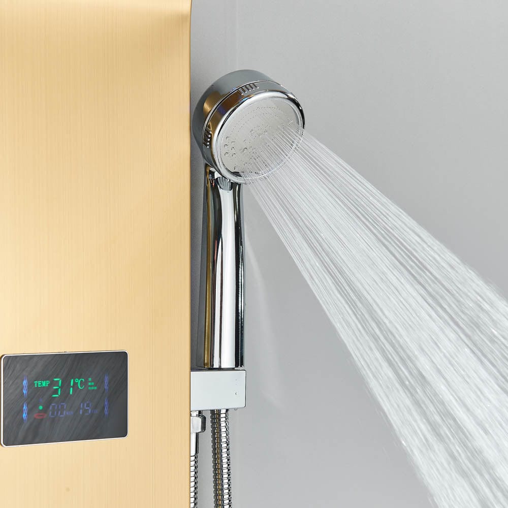 Panel dus, model auriu cu pipa, afisaj digital, dus bideu, LED si functii SPA, 128 cm