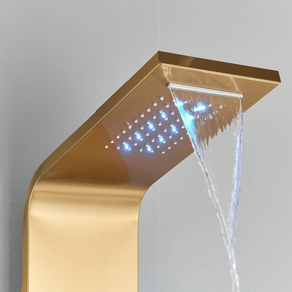 Panel dus, model auriu cu pipa, afisaj digital, dus bideu, LED si functii SPA, 128 cm