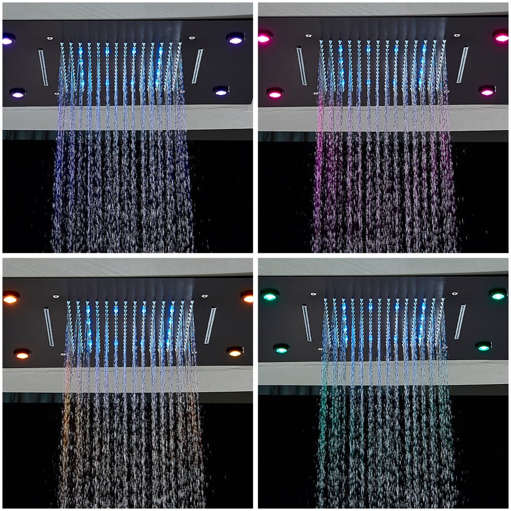 Para de dus LED cu telecomanda, incastrat in tavan, dotat cu 2 functii de curgere, culoare negru