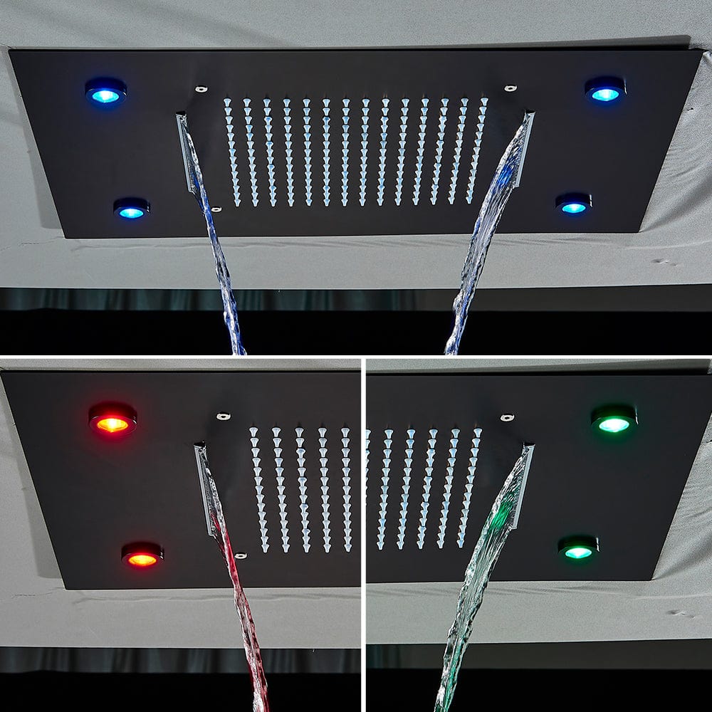 Para de dus LED cu telecomanda, incastrat in tavan, dotat cu 2 functii de curgere, culoare negru