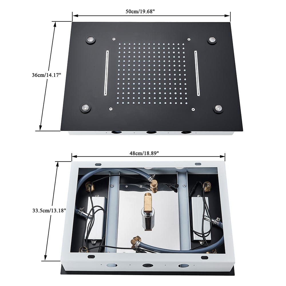 Para de dus LED cu telecomanda, incastrat in tavan, dotat cu 2 functii de curgere, culoare negru