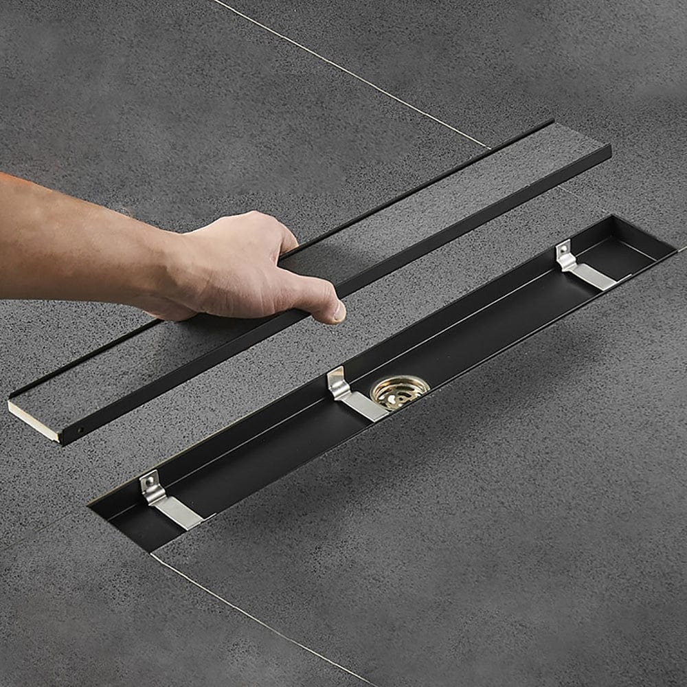 Rigola de dus cu capac reversibil 2 in 1, negru mat, 60 x 6.8 cm