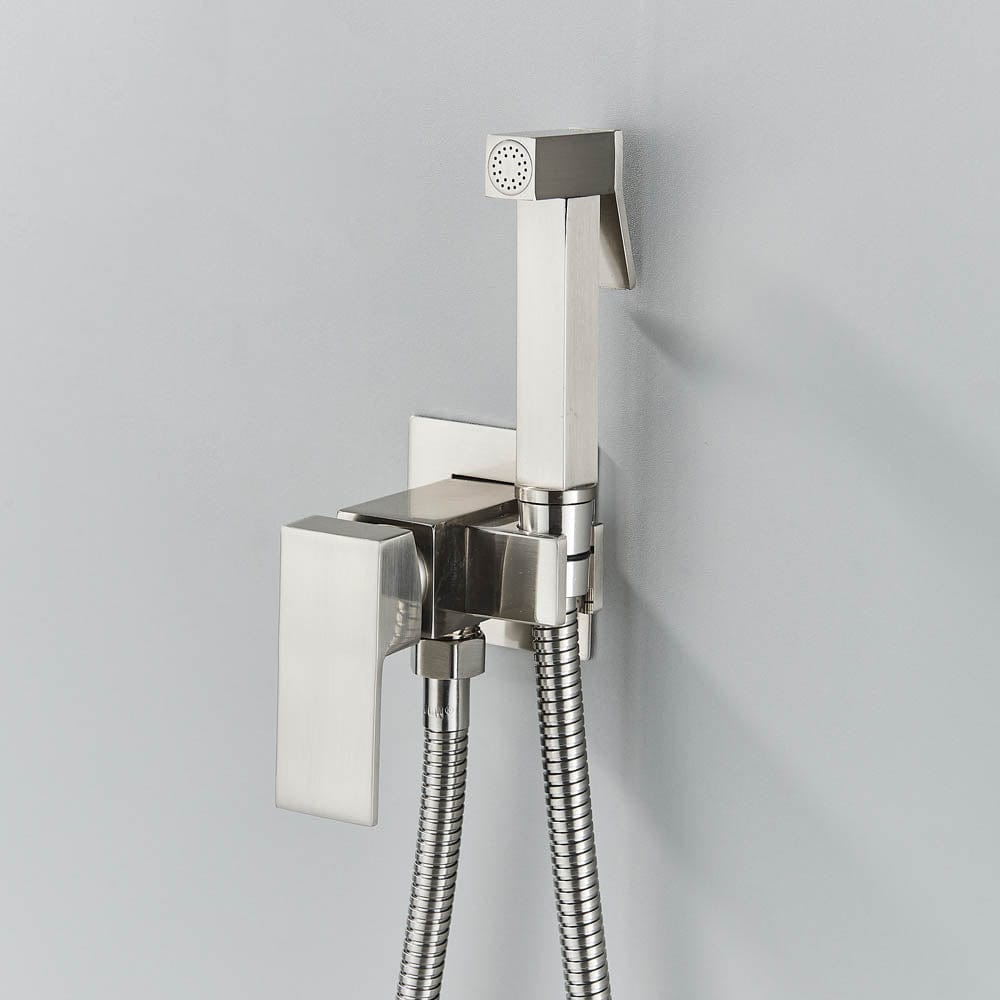 Robinet tip dus intim pentru bideu sau wc cu doua intrari, argintiu