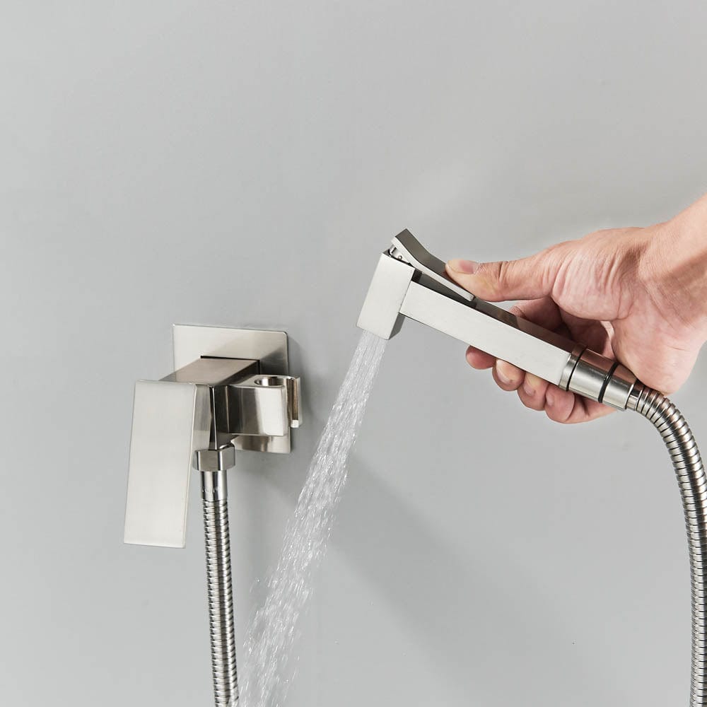 Robinet tip dus intim pentru bideu sau wc cu doua intrari, argintiu