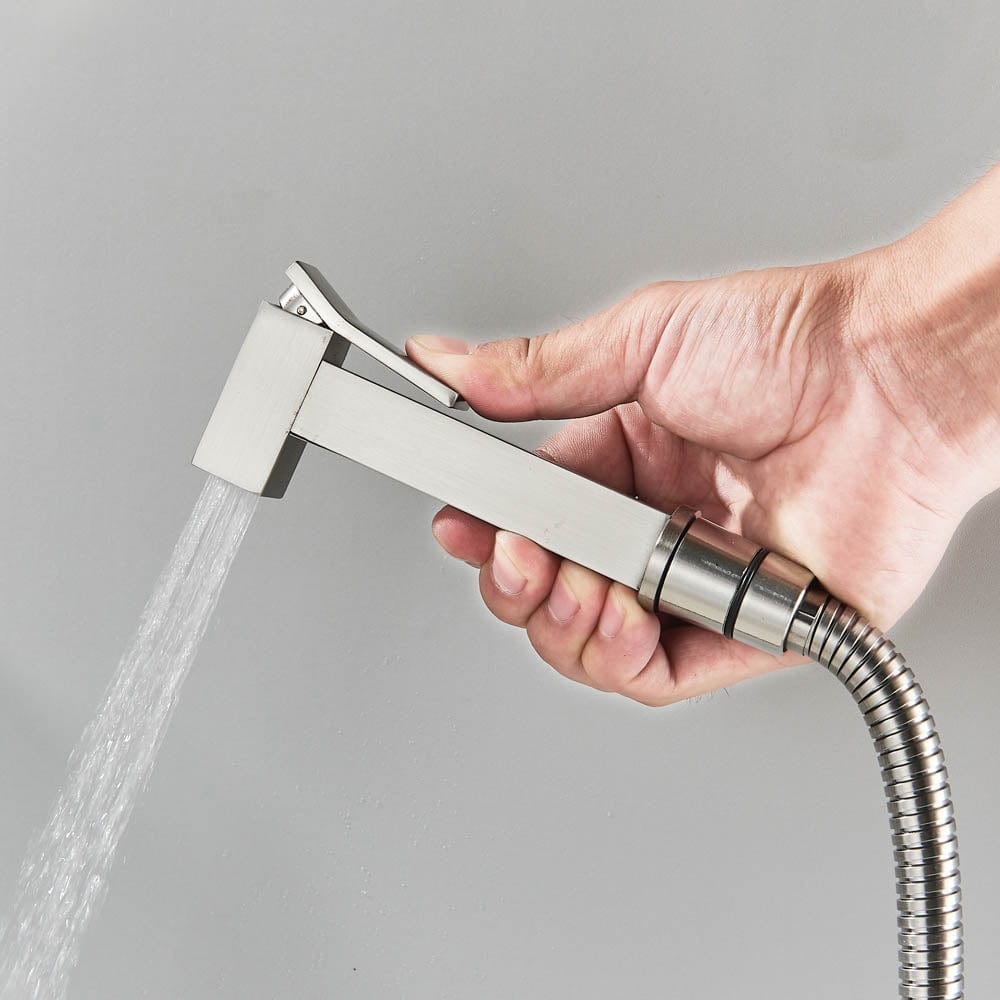 Robinet tip dus intim pentru bideu sau wc cu doua intrari, argintiu