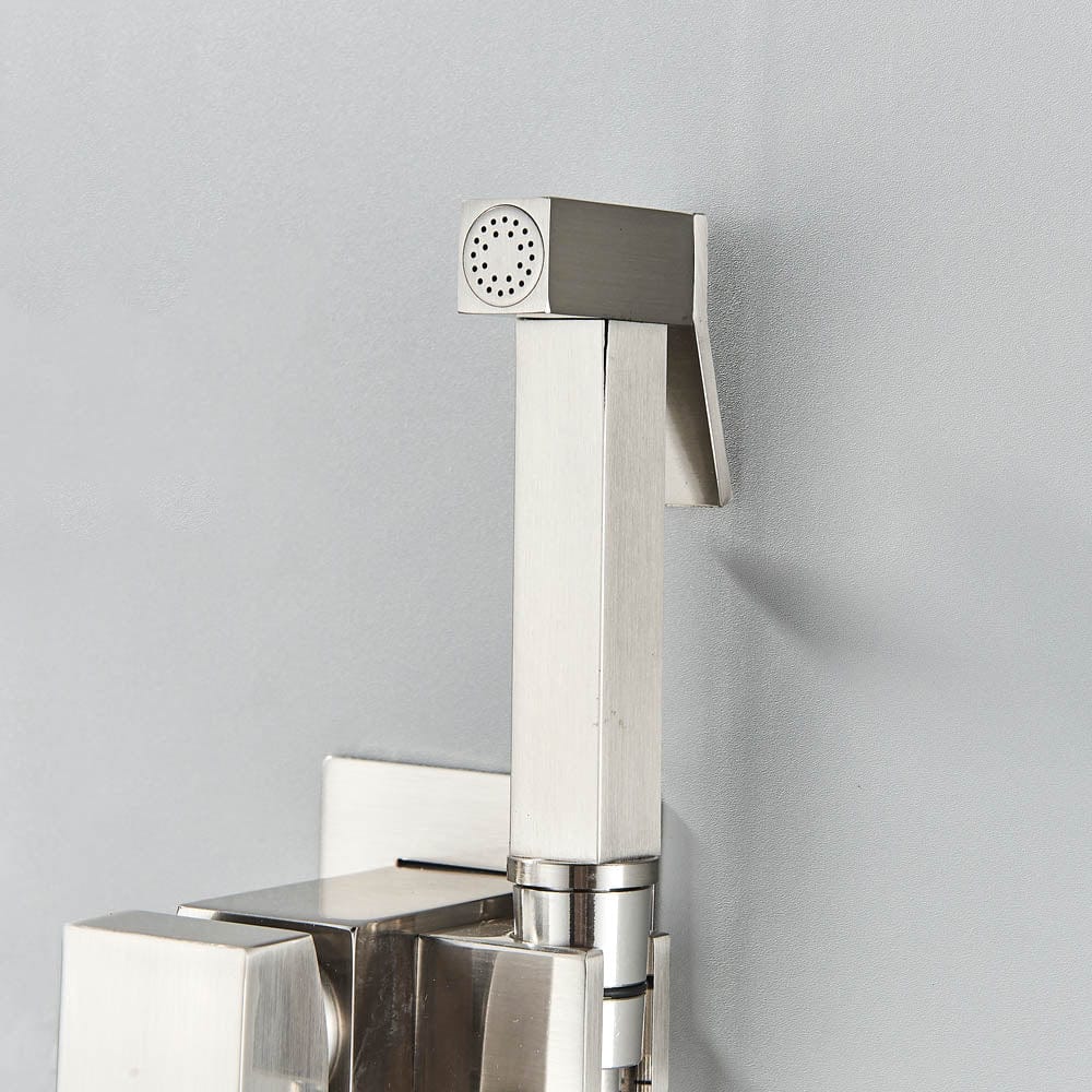 Robinet tip dus intim pentru bideu sau wc cu doua intrari, argintiu