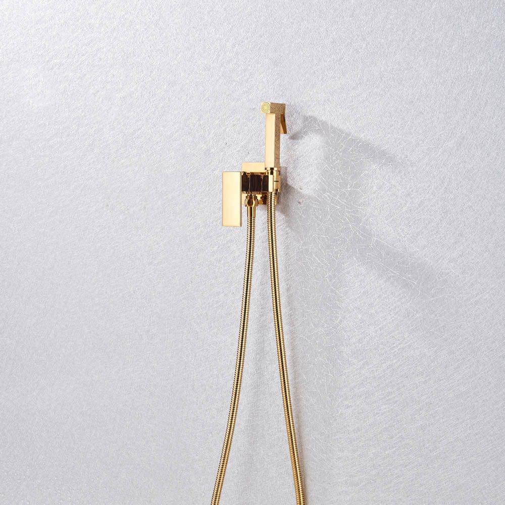 Robinet tip dus intim pentru bideu sau wc cu doua intrari, auriu lucios