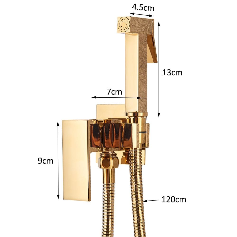 Robinet tip dus intim pentru bideu sau wc cu doua intrari, auriu lucios