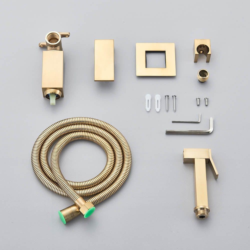 Robinet tip dus intim pentru bideu sau wc cu doua intrari, auriu mat