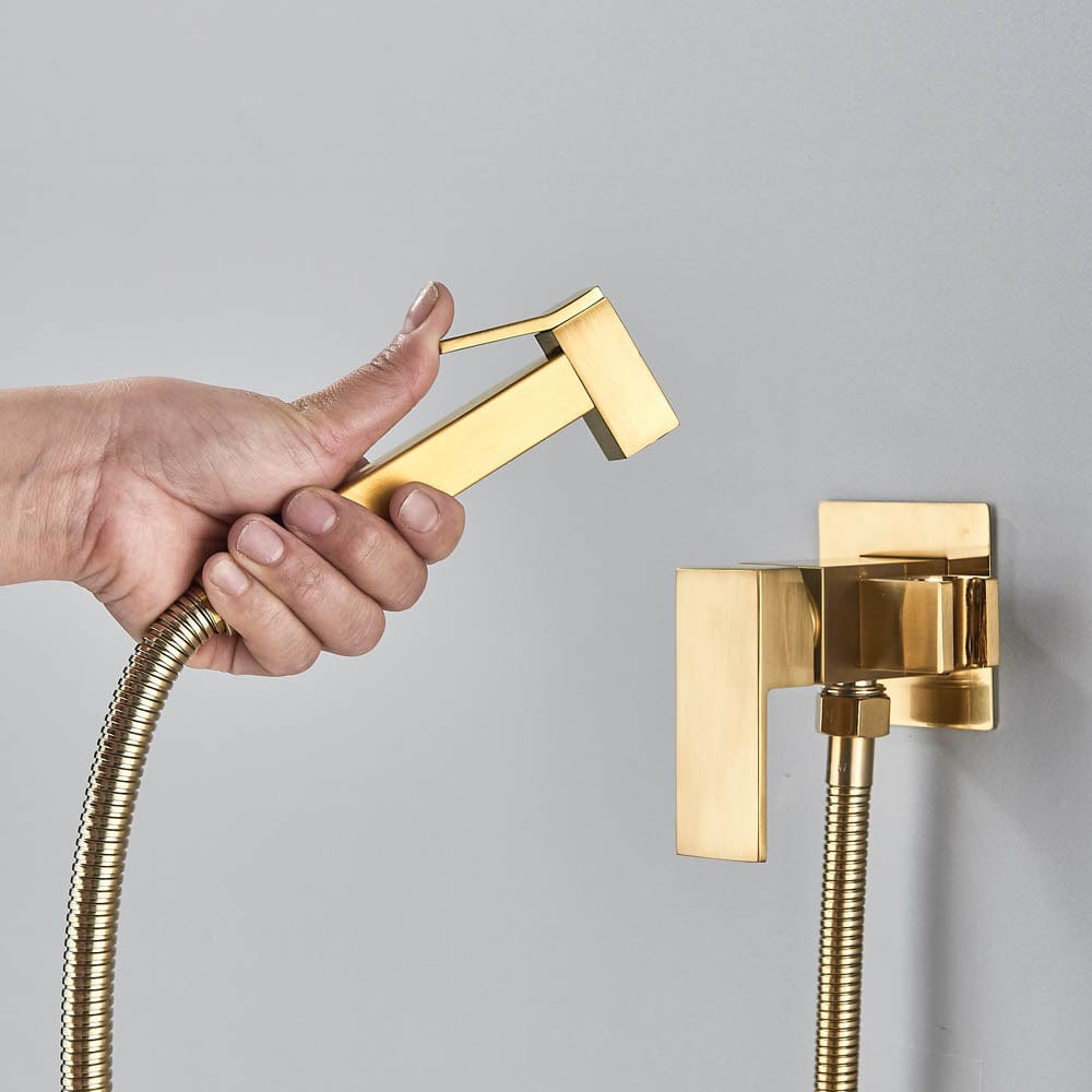 Robinet tip dus intim pentru bideu sau wc cu doua intrari, auriu mat