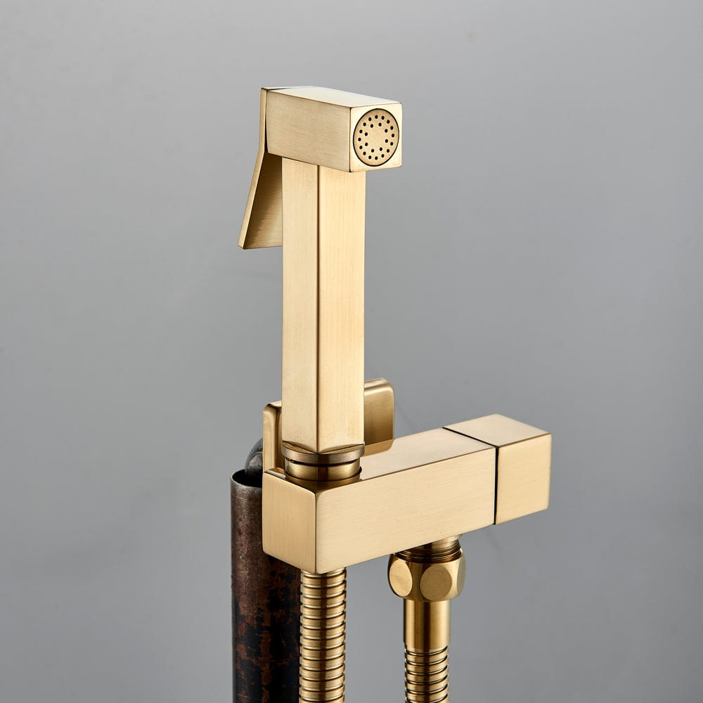 Robinet tip dus intim pentru bideu sau wc cu o singura intrare, auriu nichelat