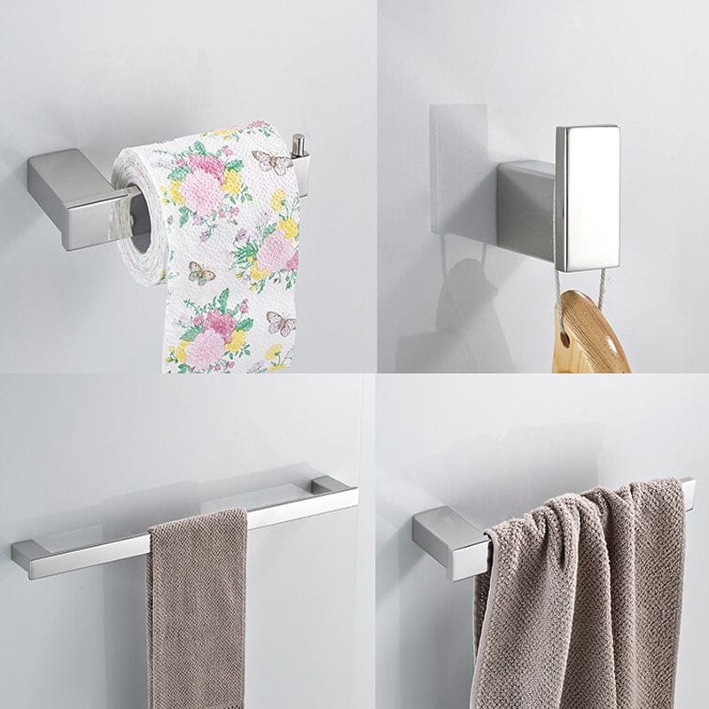 Set accesorii baie, argintiu periat, 4 piese