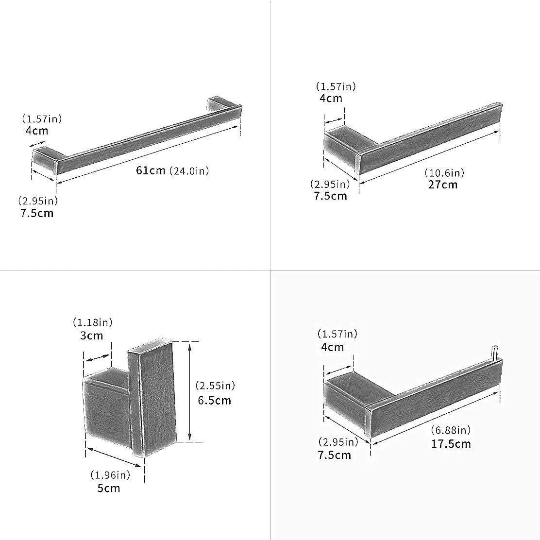 Set accesorii baie, argintiu periat, 4 piese