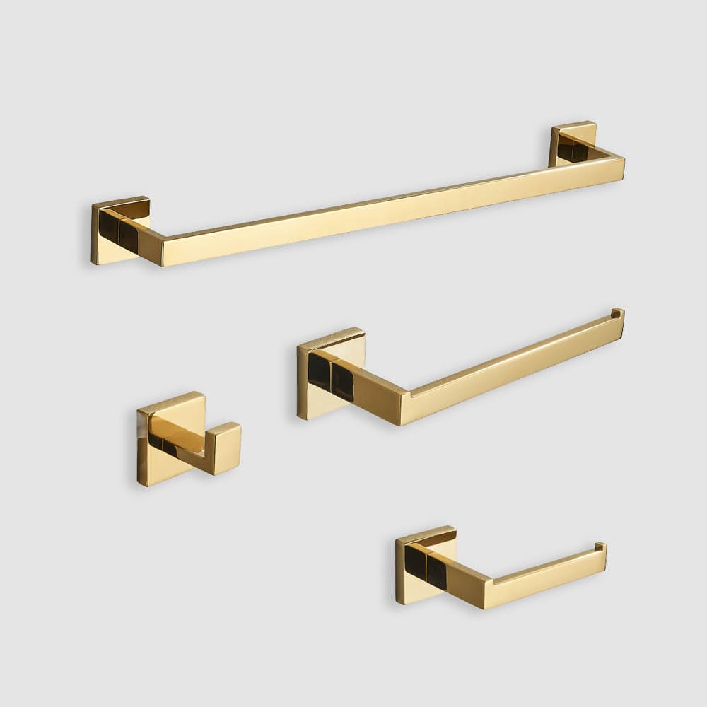 Set accesorii baie, auriu lucios, 4 piese