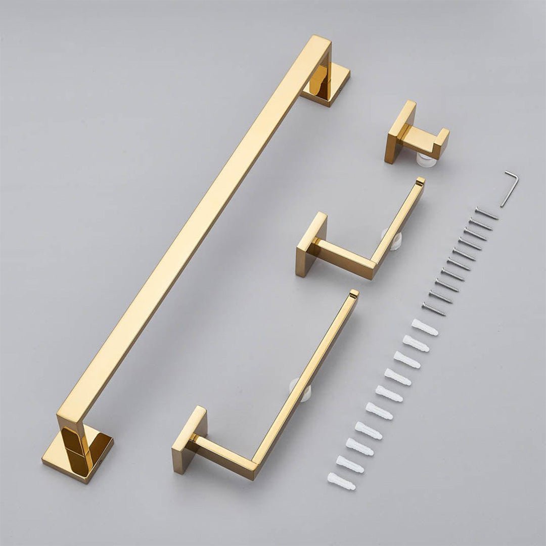 Set accesorii baie, auriu lucios, 4 piese