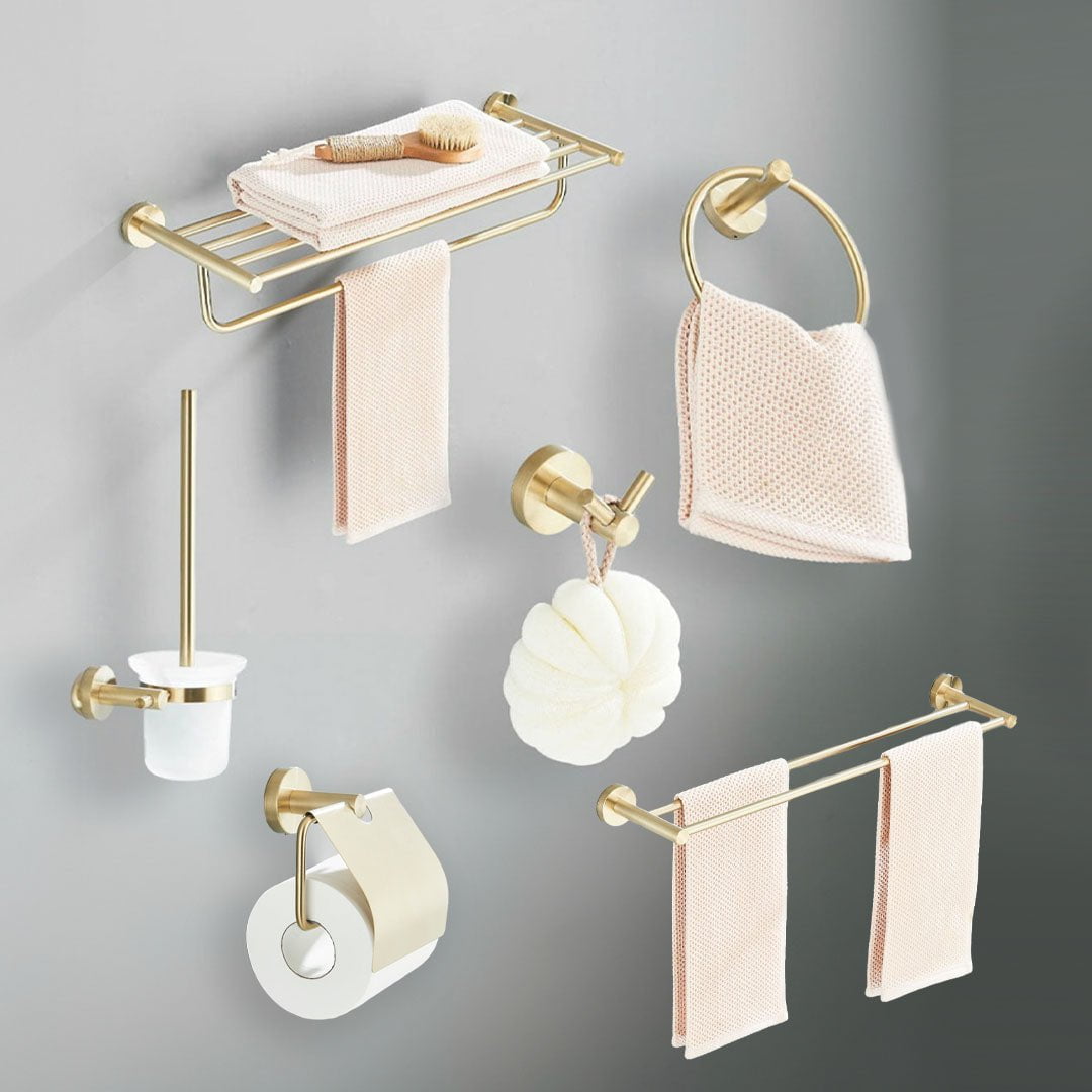 Set accesorii baie, auriu periat, 6 piese