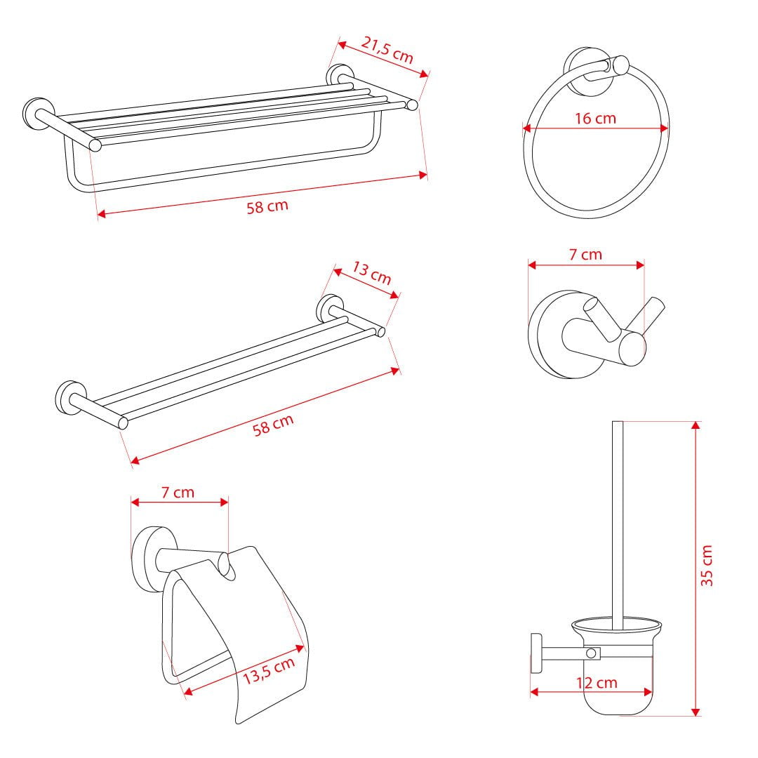 Set accesorii baie, auriu periat, 6 piese